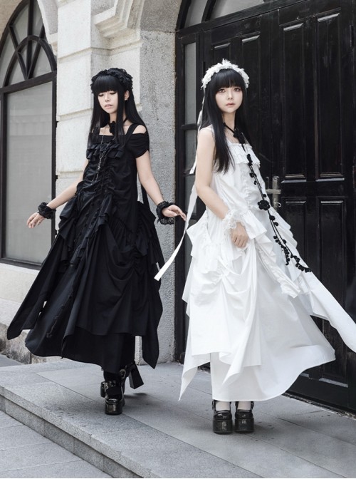 Dream Series Kawaii Fashion Music Festival Versatile Retro Trendy Big Pleated Hem Sleeveless Dress Set
