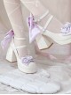 Sweet Lolita Exquisite Elegant Satin Bowknot Waterproof Platform Thick High Heels Mary Jane Shoes