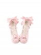 Sweet Lolita Exquisite Elegant Satin Bowknot Waterproof Platform Thick High Heels Mary Jane Shoes