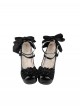 Sweet Lolita Exquisite Elegant Satin Bowknot Waterproof Platform Thick High Heels Mary Jane Shoes