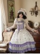 Iris Secret Series Classic Lolita Delicate Elegant Country Style Retro Square Collar Chiffon Purple Sleeveless Dress Set