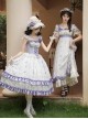 Iris Secret Series Classic Lolita Delicate Elegant Country Style Retro Square Collar Chiffon Purple Sleeveless Dress Set