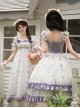 Iris Secret Series Classic Lolita Delicate Elegant Country Style Retro Square Collar Chiffon Purple Sleeveless Dress Set