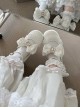 Love Lace Series Sweet Lolita Elegant Lace Pearl Chiffon Mid-Heel Mary Jane Shoes