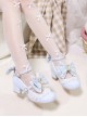 Love Lace Series Sweet Lolita Elegant Lace Pearl Chiffon Mid-Heel Mary Jane Shoes