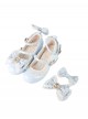 Love Lace Series Sweet Lolita Elegant Lace Pearl Chiffon Mid-Heel Mary Jane Shoes