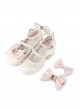 Love Lace Series Sweet Lolita Elegant Lace Pearl Chiffon Mid-Heel Mary Jane Shoes