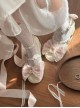 Love Lace Series Sweet Lolita Elegant Lace Pearl Chiffon Mid-Heel Mary Jane Shoes