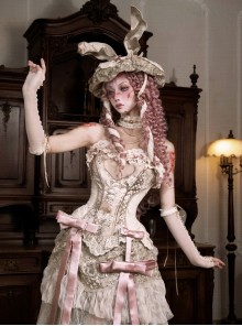 Goddess Of Love Poetic Box Series Classic Lolita Elegant Light Apricot Fishbone Corset Waist Top