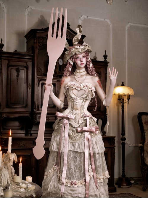 Goddess Of Love Poetic Box Series Classic Lolita Elegant Light Apricot Fishbone Corset Waist Top