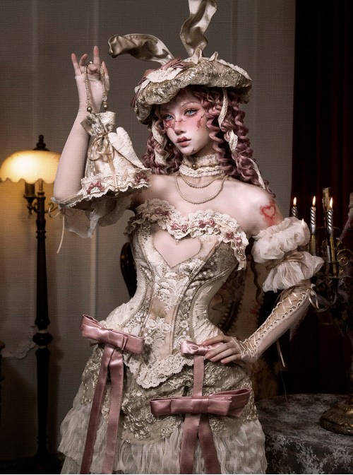 Goddess Of Love Poetic Box Series Classic Lolita Elegant Light Apricot Fishbone Corset Waist Top