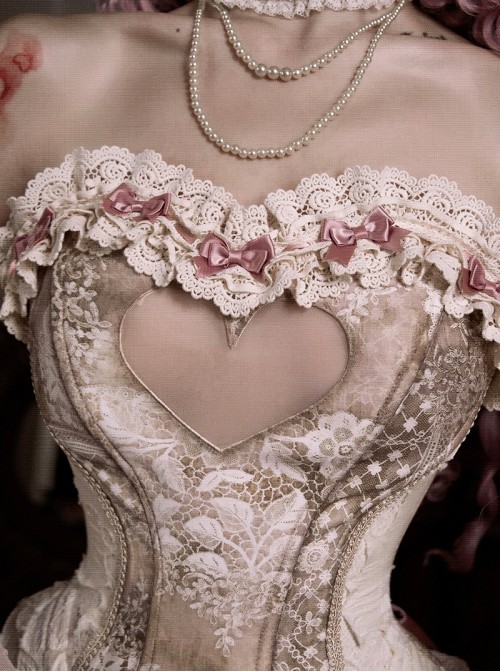 Goddess Of Love Poetic Box Series Classic Lolita Elegant Light Apricot Fishbone Corset Waist Top