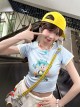 Light Blue Kawaii Fashion Sweet Colorful Cartoon Print Short Sleeve Round Neck T-Shirt