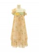 Asymmetrical Design Kawaii Fashion Yellow Sunflower Country Style Chiffon Sleeveless Halter Dress