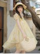 Asymmetrical Design Kawaii Fashion Yellow Sunflower Country Style Chiffon Sleeveless Halter Dress