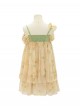 Asymmetrical Design Kawaii Fashion Yellow Sunflower Country Style Chiffon Sleeveless Halter Dress