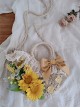 Sunflower Bloom Classic Lolita French Pastoral Straw Woven Bowknot Flower Beach Bag