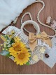 Sunflower Bloom Classic Lolita French Pastoral Straw Woven Bowknot Flower Beach Bag