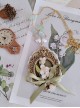Devoted Lily Valley Classic Lolita Green Ribbon Bow European Vintage Frame Necklace
