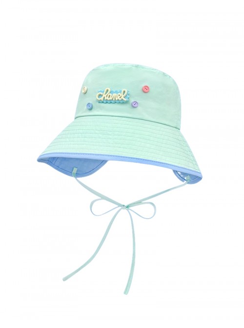 Summer Vacation Sun Block Casual Kawaii Fashion Button Trim Tie Fisherman Hat