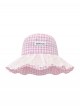 Summer Park Vacation Resort Style Kawaii Fashion Sweet Plaid Lace Sunshade Fisherman Hat