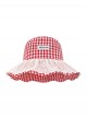 Summer Park Vacation Resort Style Kawaii Fashion Sweet Plaid Lace Sunshade Fisherman Hat