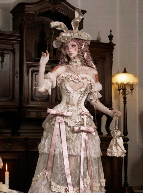 Love Poem Box Series Classic Lolita Noble Apricot Short Tulle Bubble Sleeves