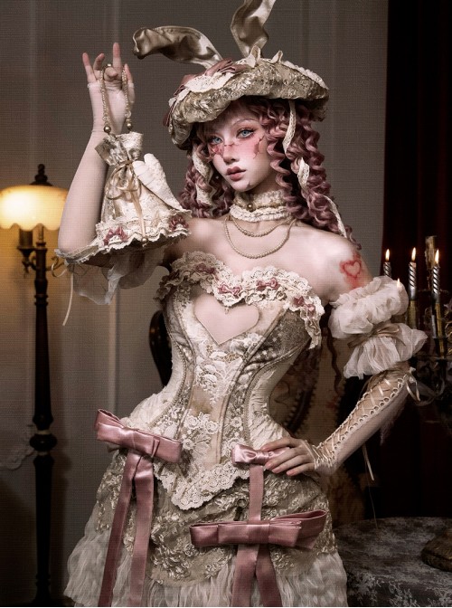 Love Poem Box Series Classic Lolita Noble Apricot Short Tulle Bubble Sleeves