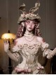 Love Poem Box Series Classic Lolita Apricot Elegant Pearl Chain Lace Ribbon Necklace