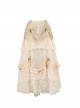 Love Poem Box Series Classic Lolita Apricot Spahl Vintage Gorgeous Floral Lace Skirt