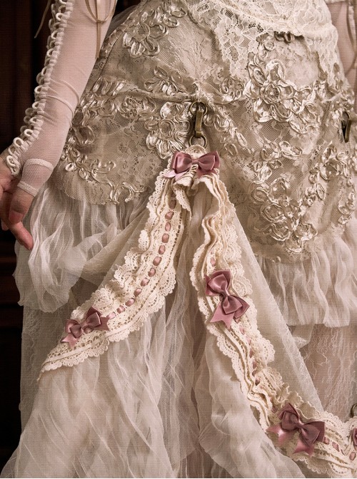 Love Poem Box Series Classic Lolita Apricot Spahl Vintage Gorgeous Floral Lace Skirt