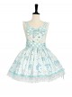 Summer Light Blue Sweet Lolita Striped Bowknot Cake Lace Cute Girl Suspender Dress