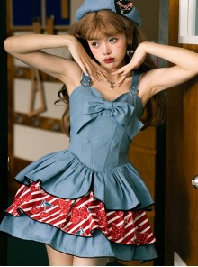 Cherry Denim Series Sweet Lolita Japanese Harajuku Festival Sleeveless Dress