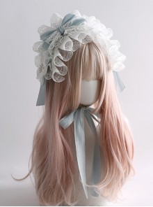 Low Saturation Light Blue Sweet Lolita Vintage Cute Versatile Doll Lace Headband