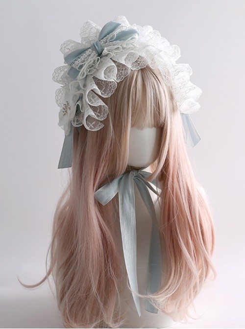 Low Saturation Light Blue Sweet Lolita Vintage Cute Versatile Doll Lace Headband