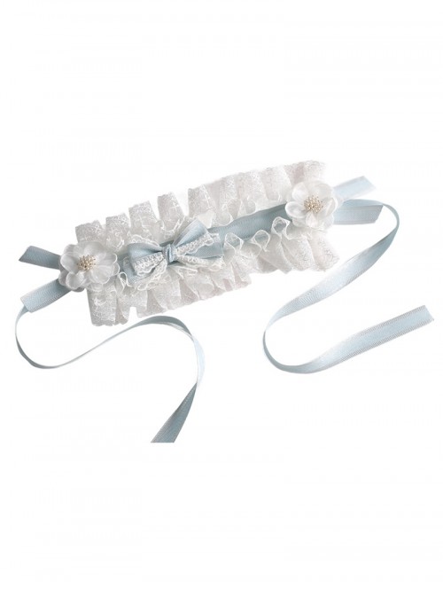 Low Saturation Light Blue Sweet Lolita Vintage Cute Versatile Doll Lace Headband