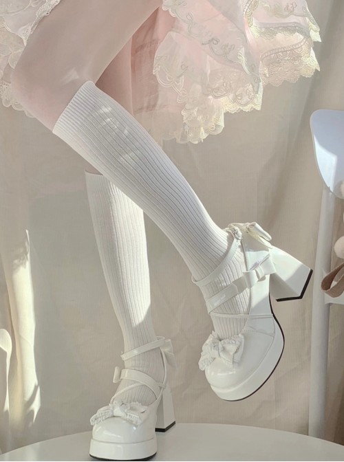 Cute Girl Japanese Sweet Lolita Bowknot Chunky Heel Platform Mary Jane Pumps