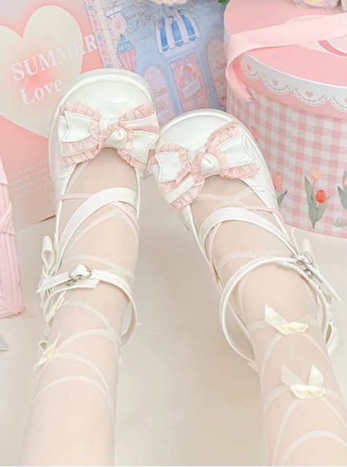 Cute Girl Japanese Sweet Lolita Bowknot Chunky Heel Platform Mary Jane Pumps