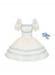 Sea Salt Iced Tea Series Sweet Lolita Elegant Apricot Square Neck Short Bubble Sleeve Dress