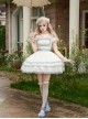 Sea Salt Iced Tea Series Sweet Lolita Elegant Apricot Square Neck Short Bubble Sleeve Dress