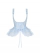 Sea Salt Iced Tea Series Classic Lolita Versatile Light Blue Lace Ribbon Tie Bowknot Corset Belt