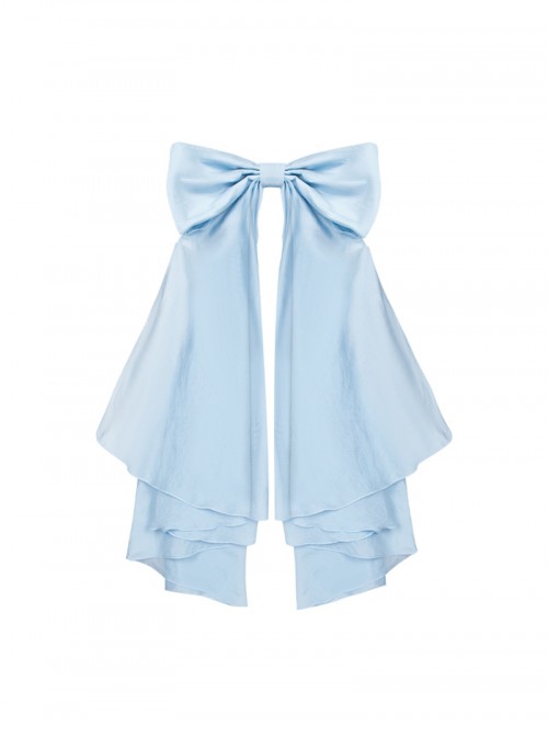 Sea Salt Iced Tea Series Classic Lolita Light Blue Tulle Bowknot Back Decor Trailing Accessory