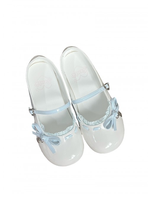Little Sweet Tune Series Sweet Lolita Comfortable Bow Flat Heel Round Toe PU Mary Jane Shoes