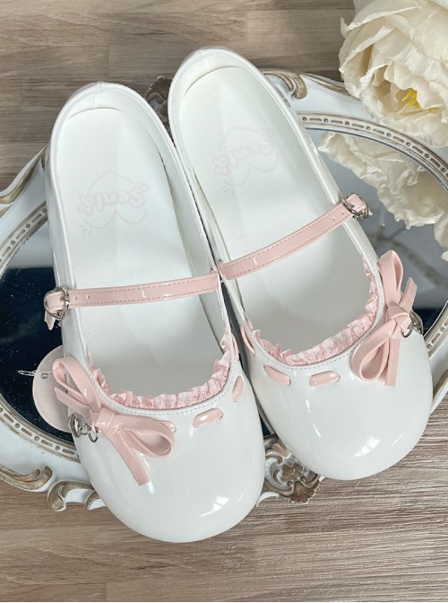 Little Sweet Tune Series Sweet Lolita Comfortable Bow Flat Heel Round Toe PU Mary Jane Shoes