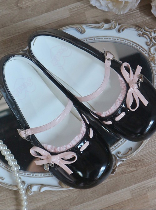 Little Sweet Tune Series Sweet Lolita Comfortable Bow Flat Heel Round Toe PU Mary Jane Shoes