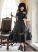 Misty Flowers Series Classic Lolita Elegant Halter Neck Long Dress Ribbon Corsage Set