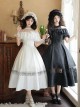 Misty Flowers Series Classic Lolita Elegant Halter Neck Long Dress Ribbon Corsage Set
