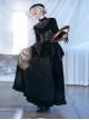 Mysterious Master Series Gothic Lolita Steampunk Style Black Elegant Lace Pleated Tail Long Skirt Set