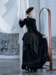 Mysterious Master Series Gothic Lolita Steampunk Style Black Elegant Lace Pleated Tail Long Skirt Set