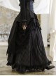 Mysterious Master Series Gothic Lolita Steampunk Style Black Elegant Lace Pleated Tail Long Skirt Set
